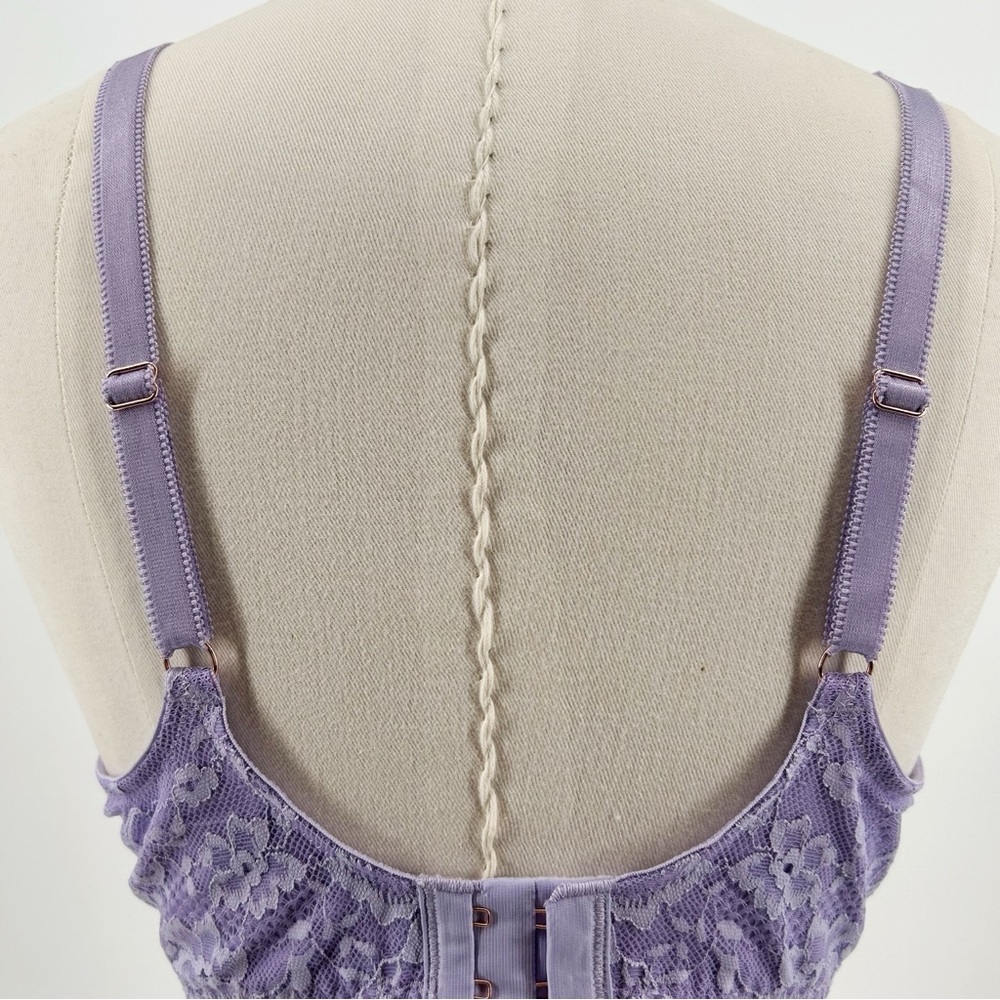 NWT Savage x Fenty Lavender Purple Lace Overlay Underwire Unlined Bra Size 38C - Picture 8 of 14